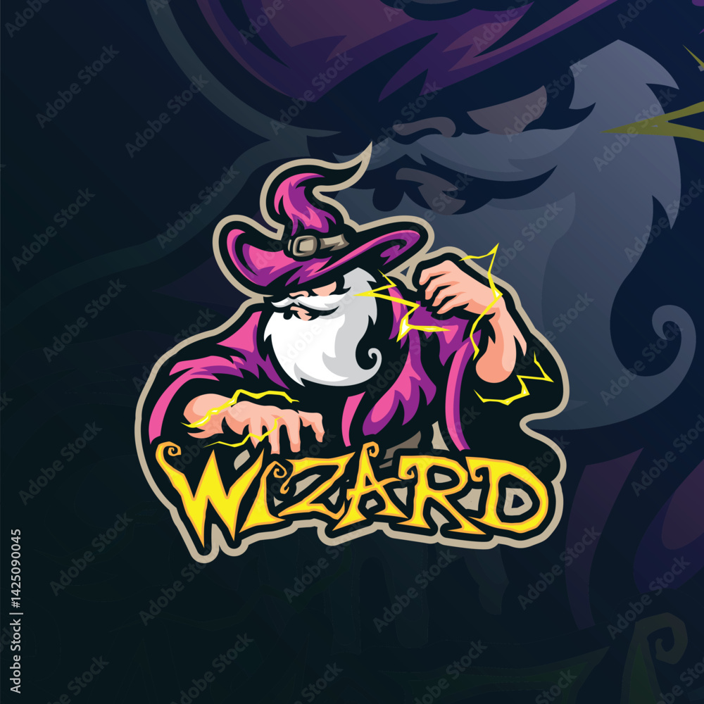 Wizard mascot logo design with modern illustration concept style for badge, emblem and t shirt printing. Wizard illustration for sport team. Wizard mascot logo design with modern illustration concept style for badge, emblem and t shirt printing. Wizard illustration for sport team.