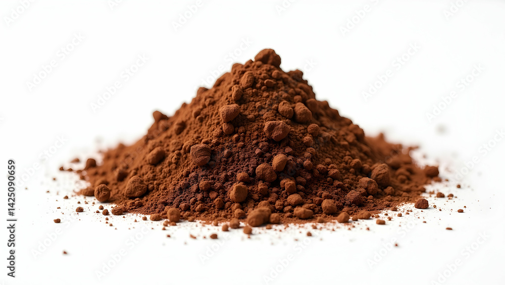 Elegant flatlay of fine cocoa powder cascading on a transparent surface creating a burst of rich, chocolatey goodness for culinary and creative applications Elegant flatlay of fine cocoa powder cascading on a transparent surface creating a burst of rich, chocolatey goodness for culinary and creative applications