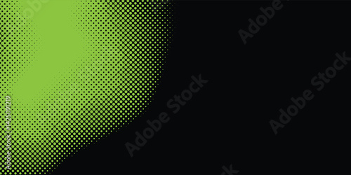 abstract green halftones background on black background