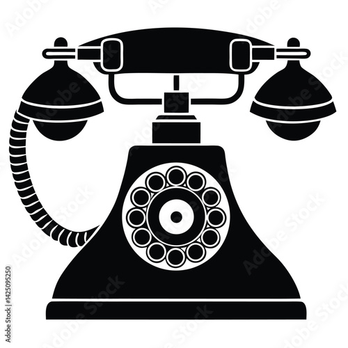 Old Telephone silhouette vector 90's,Telephone Black Line & Fill Vector Icon, Bakelite telephone silhouette icon