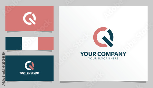 Stylish "CQ" Monogram Logo with Rose and Teal Color Palette