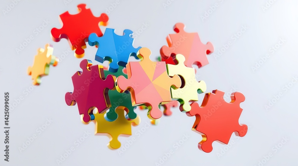 Vibrant Puzzle Pieces Scattered on Light Gray Backdrop Colorful Abstract Art, Creative Problem-Solving & Conceptual Photography for Inspiration Vibrant Puzzle Pieces Scattered on Light Gray Backdrop Colorful Abstract Art, Creative Problem-Solving & Conceptual Photography for Inspiration