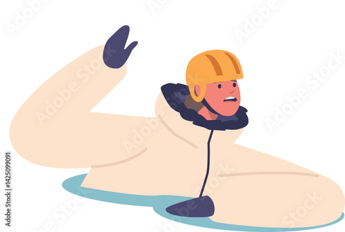 Skier in snow asking help