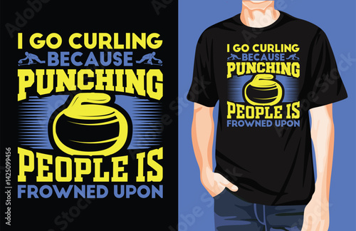 I go Curling punching people t-shirt design unique idea