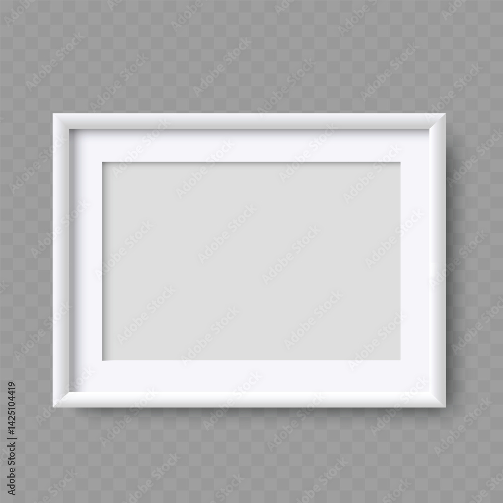 Empty White Frame Mockup with Shadow on Transparent Background - Vector Empty White Frame Mockup with Shadow on Transparent Background - Vector