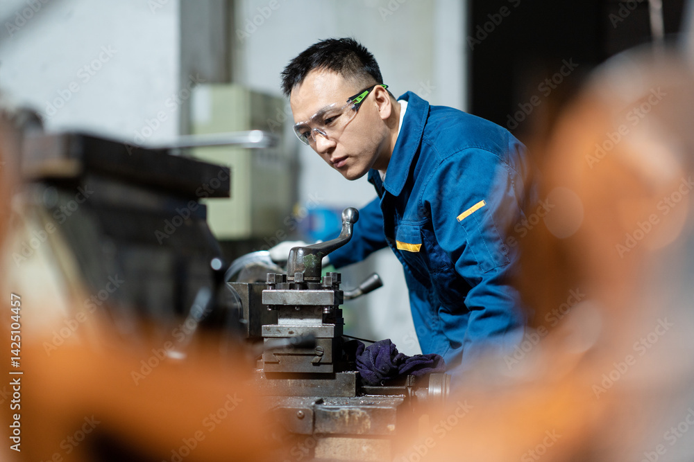 asian male engineer working in factroy asian male engineer working in factroy