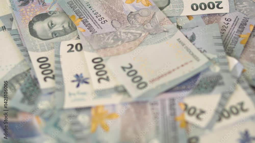 Closeup. View when stacking two thousand rupiah bills. suitable for finance, banking, investment, business and savings. Closeup. View when stacking two thousand rupiah bills. suitable for finance, banking, investment, business and savings.