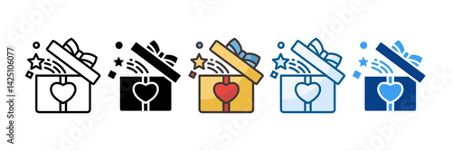 Open Gift Box Icon Set Multiple Style Collection