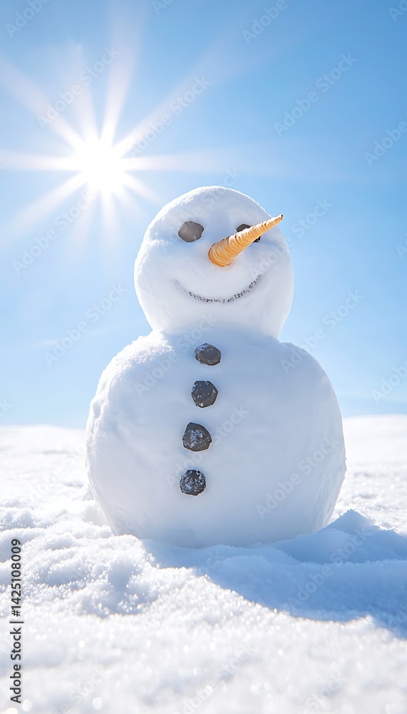 Obraz premium Snowman in Sunny Field