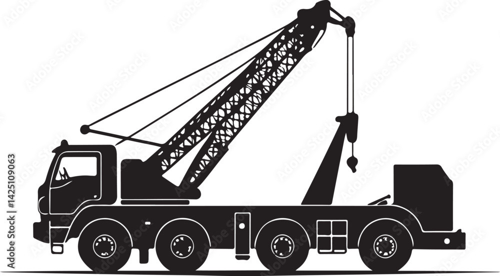 Naklejka premium Powerful Crane Truck Silhouette Vector