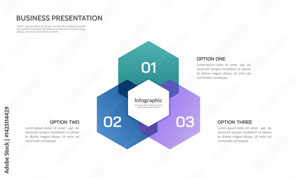 Infographic of 3 Integrated Options. A Systematic Approach to Streamlining Business Processes. Vector illustration.