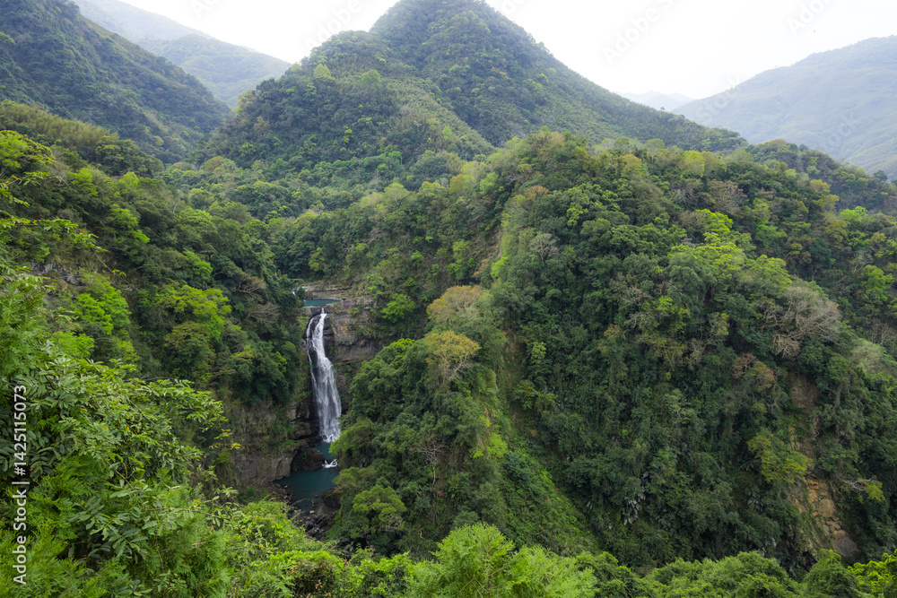 Serene waterfall scenery in Taiwan national park
