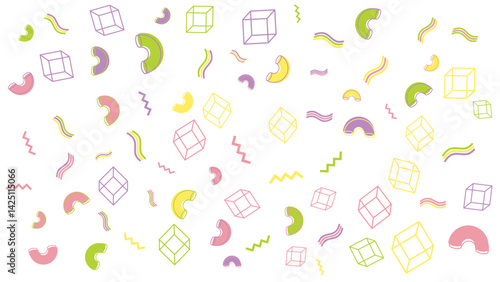 Colorful pattern suitable for backgrounds, designs, and textiles. Geometric shapes and wavy lines shown beautifully in mesmerizing arrangement.