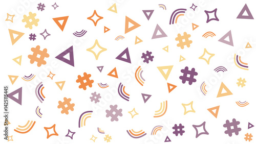 Abstract geometric design with triangles, stars, and hash symbols. Great for backgrounds, digital art, prints, and decor projects.