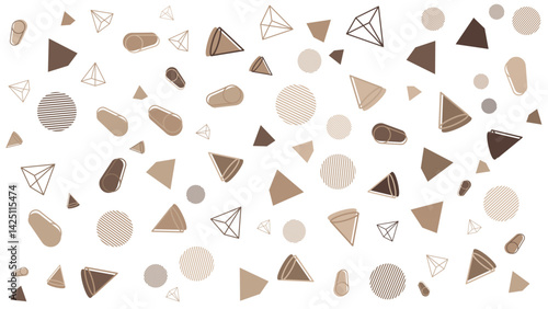 White background with brown geometric shapes. Suitable for graphic design projects, social media posts, and geometric pattern backgrounds.