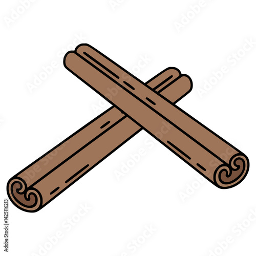 cinnamon sticks spice nature flavor flat color vector illustration template design