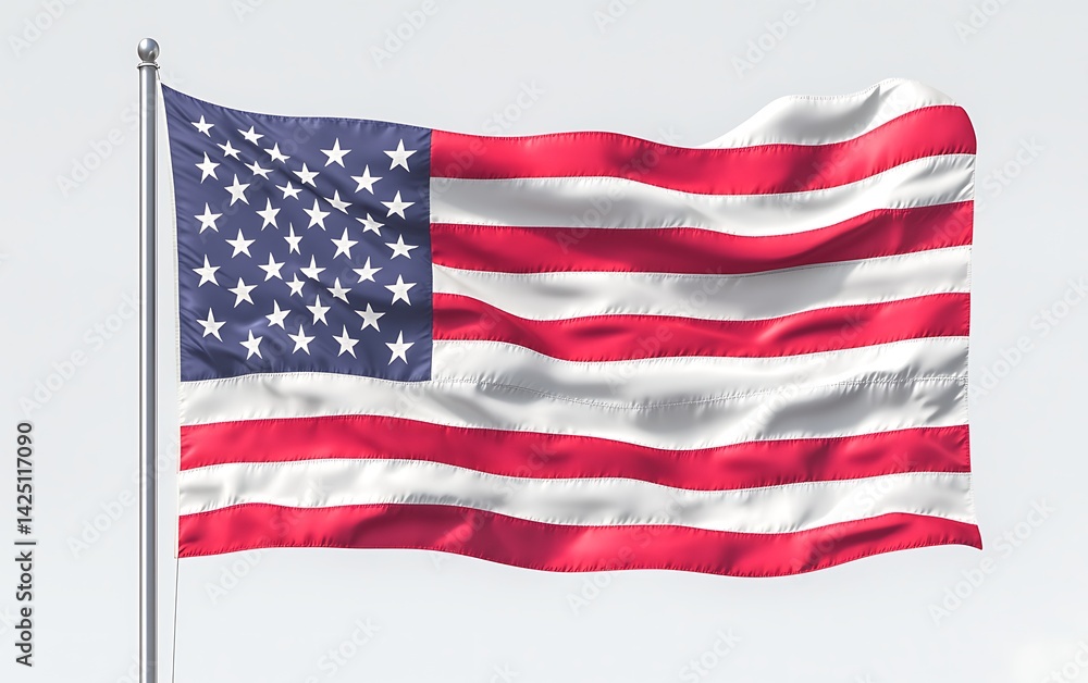 US Flag Waving Sky Background US Flag Waving Sky Background