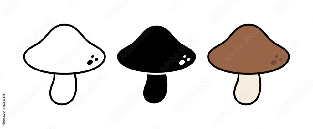 Fototapeta premium Vector Brown Mushroom Flat Design Illustration