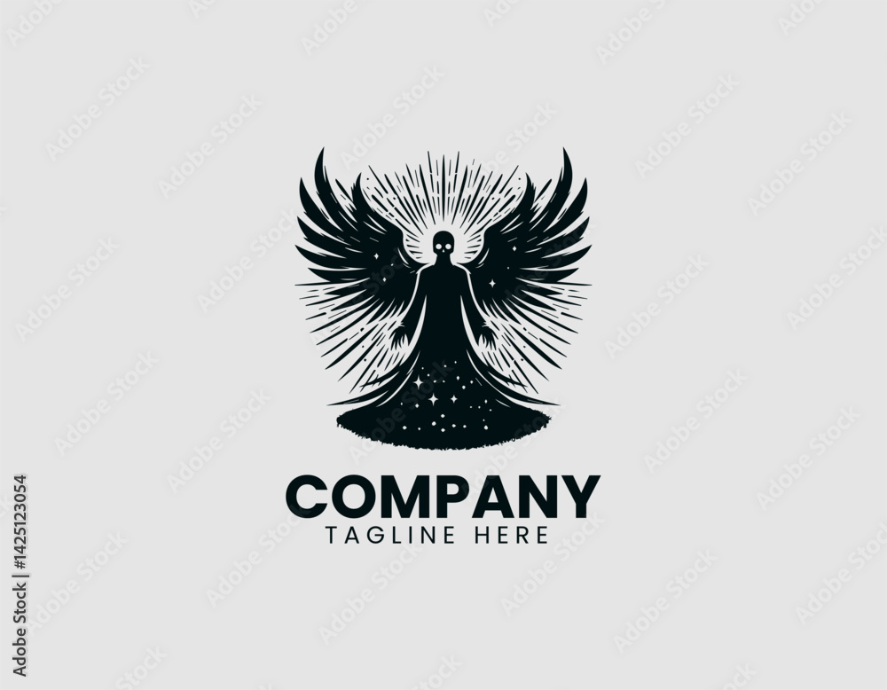 Obraz premium Grim Reaper Glowing Eyes Emerging Darkness Vector Logo Design