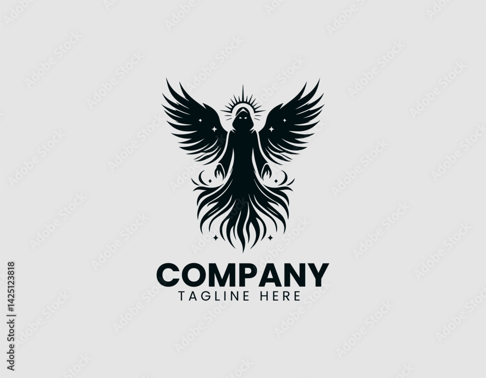 Obraz premium Grim Reaper Glowing Eyes Emerging Darkness Vector Logo Design