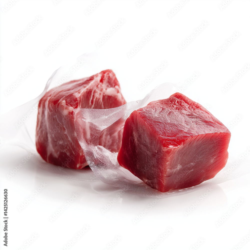 Obraz premium VacuumSealed Beef Steaks Raw Red Meat Food Photography