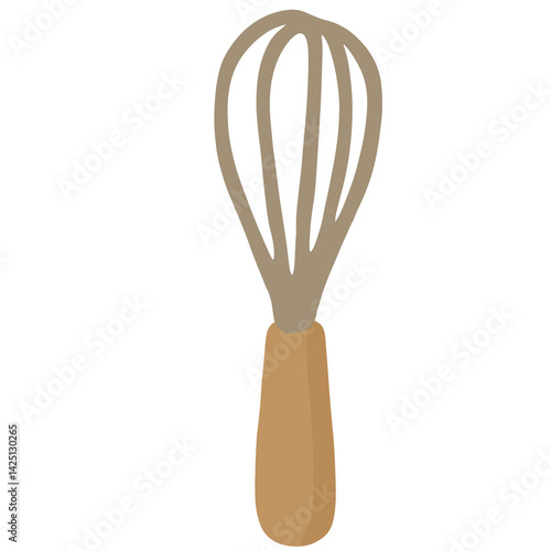 Whisk with Wooden Handle | Cute Kitchen Tool Illustration