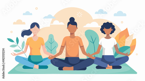 Participants are encouraged to take a break from technology and fully disconnect allowing them to fully focus on their Pilates practice and inner. Vector illustration