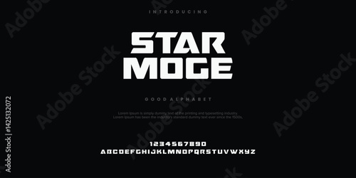 Star Moge Abstract minimal modern alphabet fonts. Typography technology vector illustration