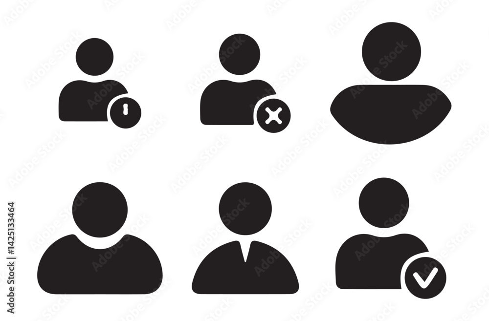 Black User profile login icon vector set. User icons for app or web site. User avatar icon or button. Person icon. Vector Illustration Black User profile login icon vector set. User icons for app or web site. User avatar icon or button. Person icon. Vector Illustration