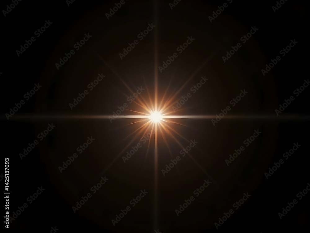 Obraz premium Spectacular lens flare illustration radiating vibrant light and energy against an isolated setting, ideal for adding a touch of brilliance and focus to any design