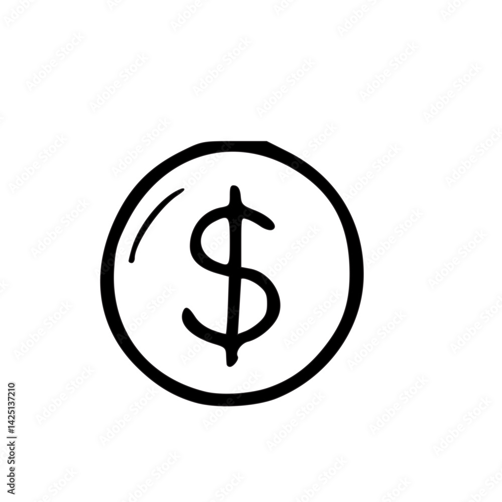 Outline Handdrawn Coin Icon Outline Handdrawn Coin Icon