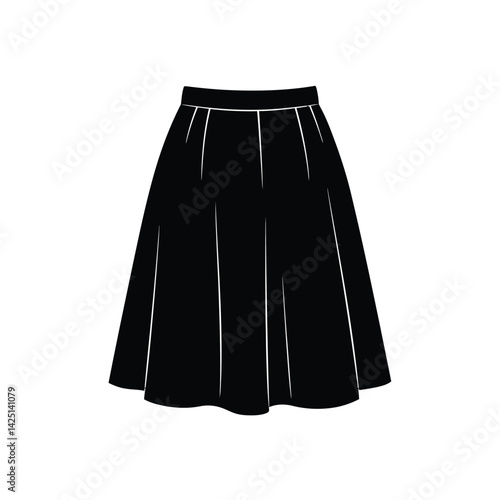 Skirt silhouette. This image shows a black and white vector clipart of a skirt silhouette, also known as a skirt outline or skirt graphic. Vector clipart illustration design.