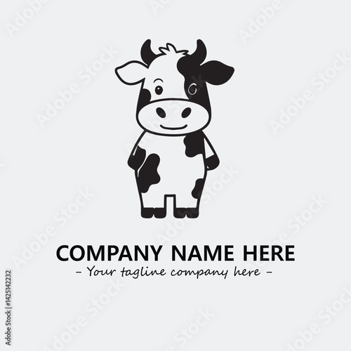 Cow illustration black and white for logo company vector image
