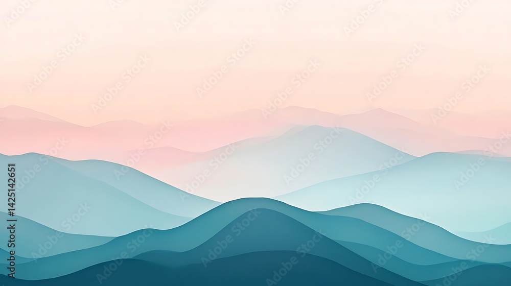 Obraz premium Misty Mountain Range at Dawn.