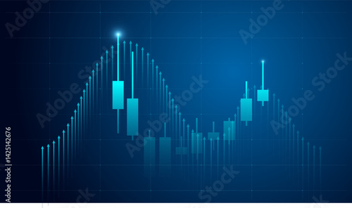blue chart elements for up trend financial objects concepts vector, illustration. The vector of digital technology fantastic charts design. A growht Charts of Finance trade