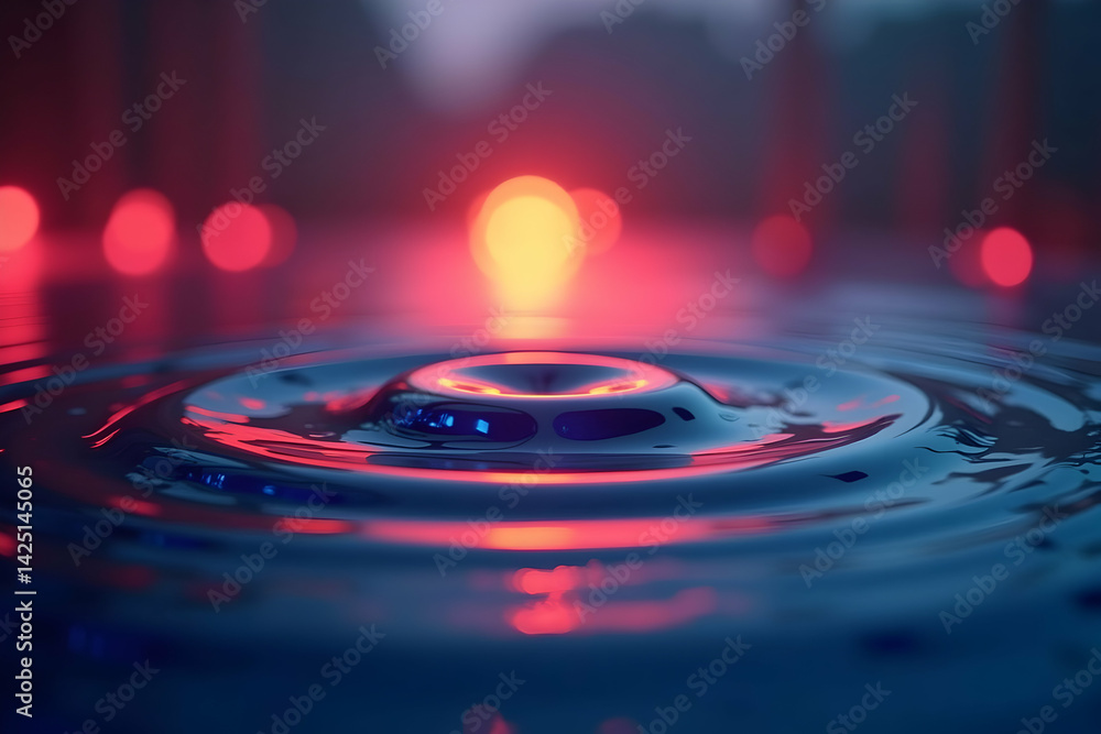Vibrant Music Visualizer, Captivating Water Ripples Reflecting Bright Light with Soft Blur Effects Ideal for Music Related Projects or Abstract Backgrounds