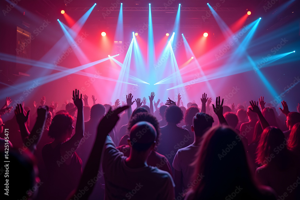 custom made wallpaper toronto digitalVibrant Nightclub Ambiance, Capturing the Energy of a Crowd Bathed in Colorful Lights and Streaks, a Scene of Festivity and Euphoric Celebration