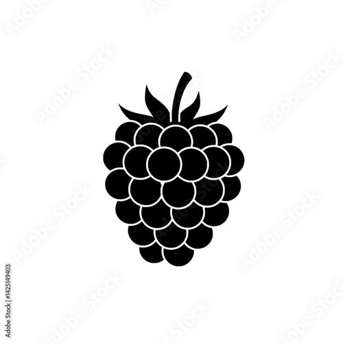 Blackberry Silhouette: A striking minimalist depiction of a single blackberry, showcasing its textured form and natural elegance.