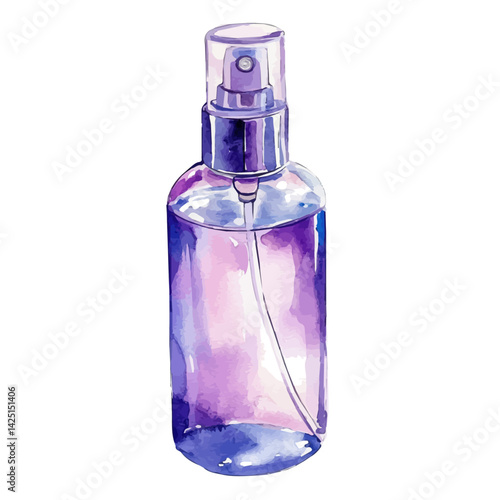 Face mist spray bottle, watercolor illustration, isolated on a white background.

