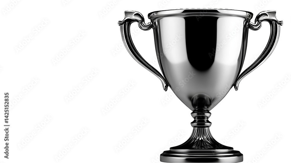 Fototapeta premium Photorealistic Silver Trophy Isolated on Black Background Realistic 3D Illustration