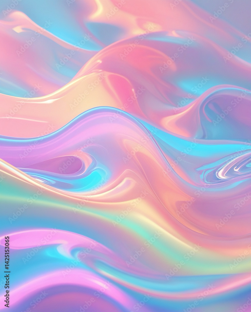 Ai Generative of 3D Iridescent Pastel Waves Background Ai Generative of 3D Iridescent Pastel Waves Background