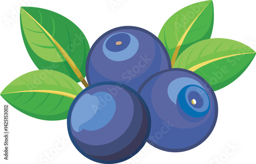 A vibrant vector art illustration showcasing beautiful huckleberry fruit, highlighting its rich color and natural, appealing design.