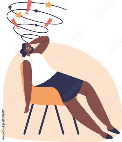 Woman suffering from dizziness vector illustration
