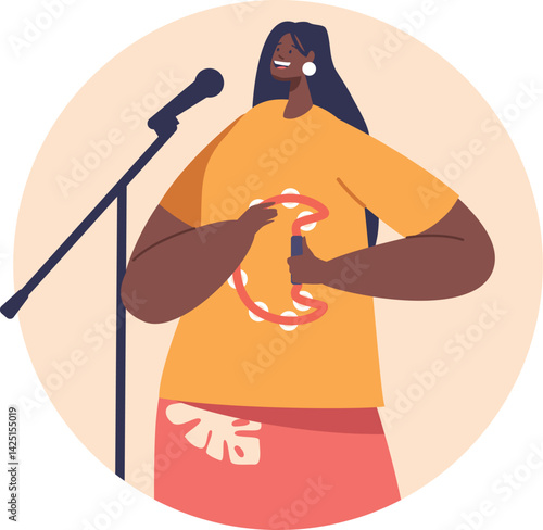 Woman singing reggae song vector illustration