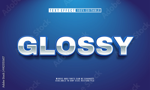 Editable 3D glossy text effect template, sleek and stylish design