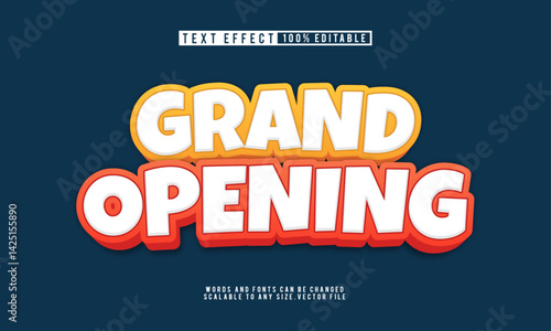 Grand opening 3D editable text effect in a fun cartoon font