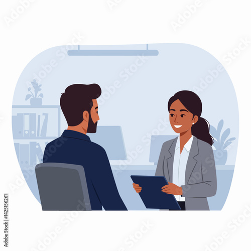 Job Interview: Candidate and Interviewer Talking