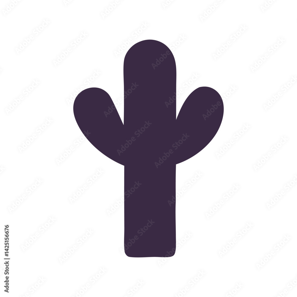 Obraz premium Cactus icon silhouette vector. Minimalistic desert plant symbol, simple and clean design, nature illustration.