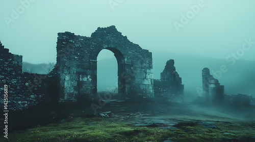Ancient Stone Ruins: A captivating glimpse into the past, showcasing weathered stone ruins under an atmospheric sky. Evokes a sense of mystery and the passage of time.