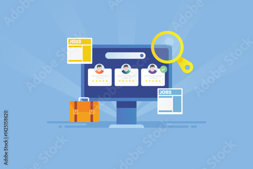 Searching opportunity on job portal. Find career on website.